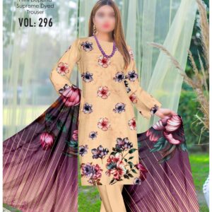 Suraj Mukhi mid-summer lawn suit by Hafsa Collection, featuring Bana Dora digital printed shirt, Tana Dora dupatta, and dyed lawn shalwar – Volume 296